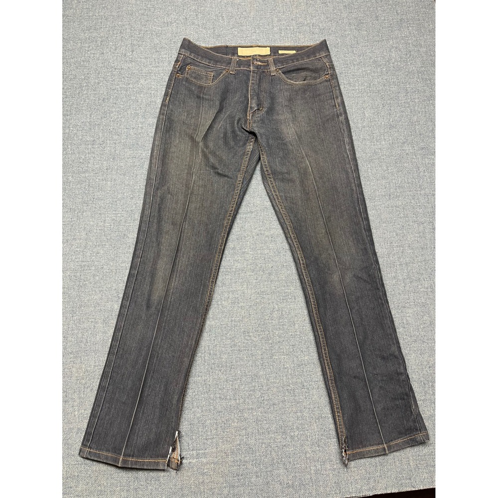 Vintage Genes 1891 Slim Straight Jeans Mens 30x30 Dark Wash Denim Frayed Hem